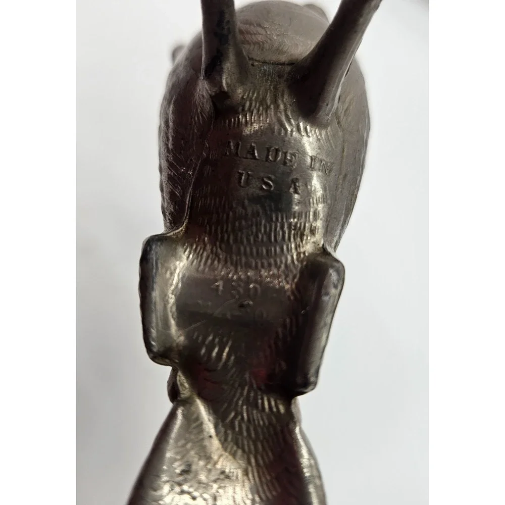 Vintage Metal Pheasant Made in USA 430 Silver Tone Bird Figurine